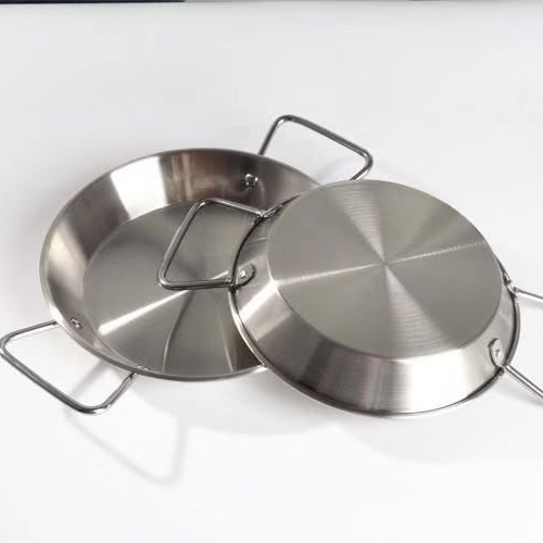 Round Stainless Steel 201 Dinner Storage Tray With Double Handle Table Countertop Food Dish Plate Metal Serving Tray