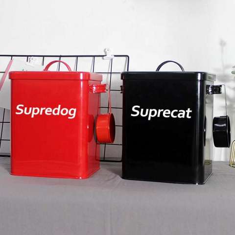 Galvanized iron pet food storage box cat food container dog food bucket for Sealed against moisture