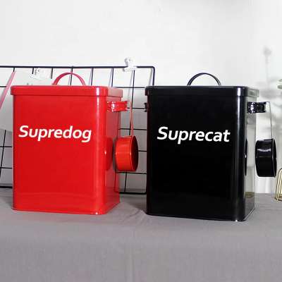 Galvanized iron pet food storage box cat food container dog food bucket for Sealed against moisture